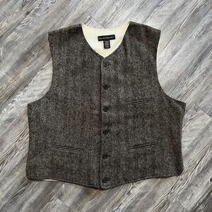 Banana Republic Wool Herringbone Vest Made in USA XL